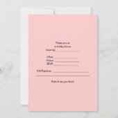 Invitations de douche pour bébé pour fille (Dos)