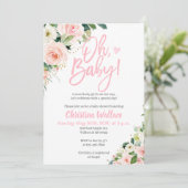 Invitations de douche pour bébé pour une fille ros (Debout devant)