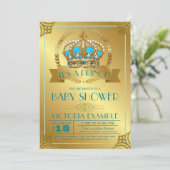Invitations de douche pour bébé Prince turquoise e (Debout devant)