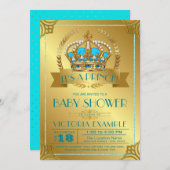 Invitations de douche pour bébé Prince turquoise e (Devant / Derrière)