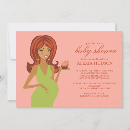 Invitations de douche pour bébé [rose] (Devant)