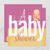 Invitations de douche pour bébé rose (Devant / Derrière)