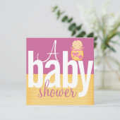 Invitations de douche pour bébé rose (Debout devant)