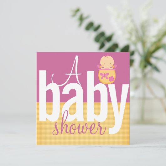 Invitations de douche pour bébé rose (Debout devant)