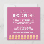 Invitations de douche pour bébé rose (Dos)