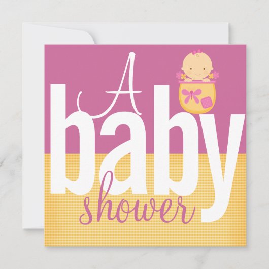 Invitations de douche pour bébé rose (Devant)