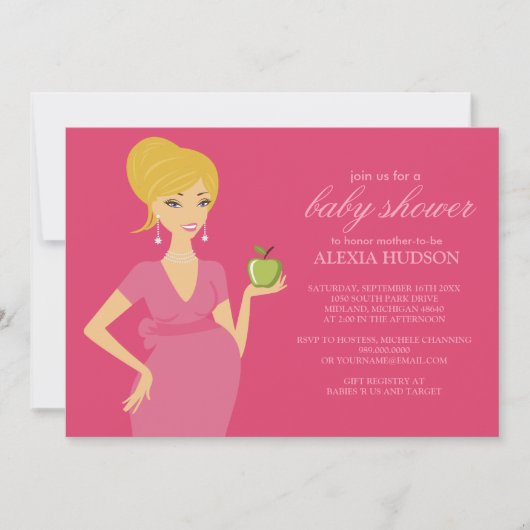 Invitations de douche pour bébé {Rose} (Devant)