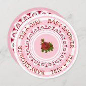 Invitations de douche pour bébé rose et bordeaux (Devant / Derrière)