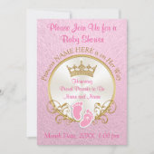 Invitations de douche pour bébé rose et or, Person (Devant)