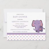 Invitations de douche pour bébé rose et violet Ele (Devant)