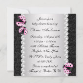 Invitations de douche pour bébé rose Ladybug (Dos)