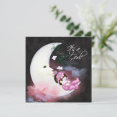 Invitations de douche pour bébé rose lune (Debout devant)