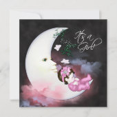 Invitations de douche pour bébé rose lune (Devant)