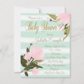 Invitations de douche pour bébé rose Mint or (Devant)