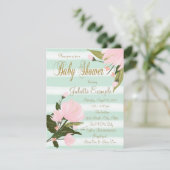 Invitations de douche pour bébé rose Mint or (Debout devant)