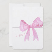 Invitations de douche pour bébé rose ruban (Dos)