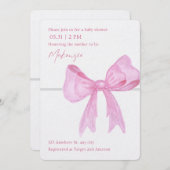 Invitations de douche pour bébé rose ruban (Devant / Derrière)