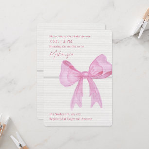 Invitations de douche pour bébé rose ruban