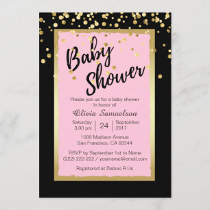 Invitations de douche pour bébé rose tendance pers