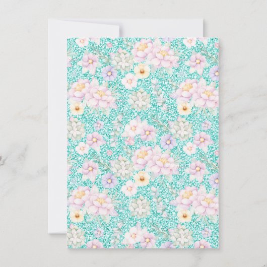 Invitations de douche pour bébé rose Turquoise Uni (Dos)