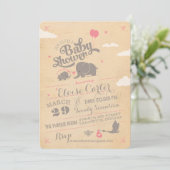 Invitations de douche pour bébé rose vintage (Debout devant)