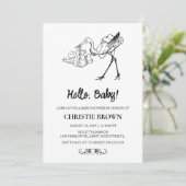 Invitations de douche pour bébé Stork (Debout devant)