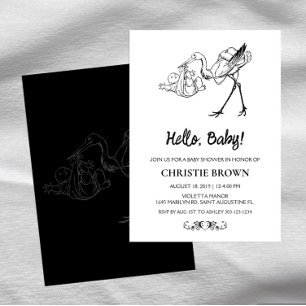 Invitations de douche pour bébé Stork
