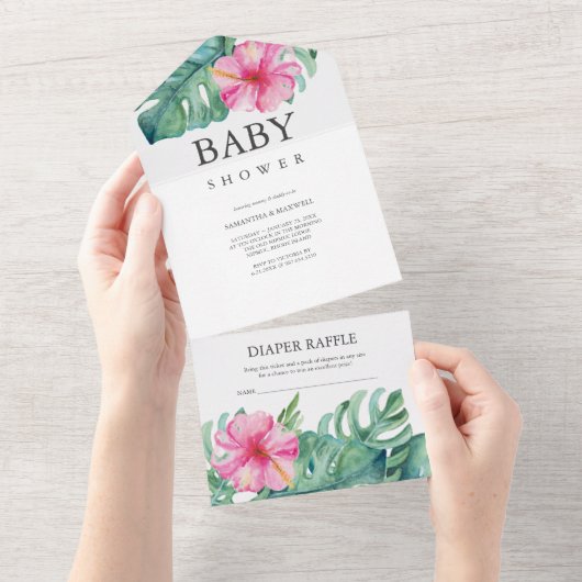 Invitations de douche pour bébé sur le thème Luau (Déchirure)