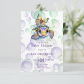 Invitations de douche pour bébé tortue et papillon (Debout devant)