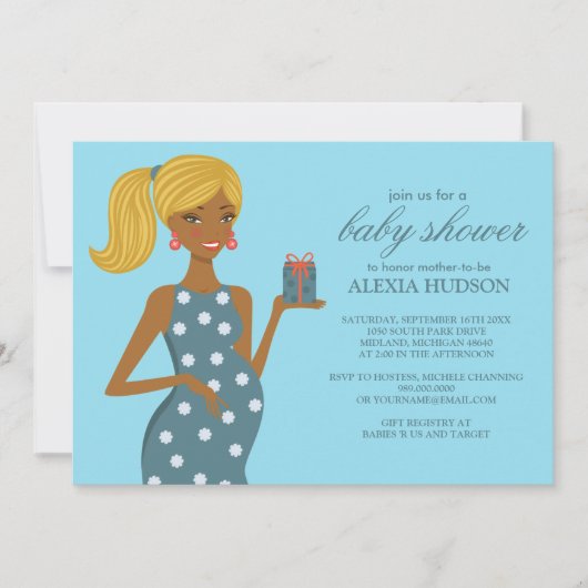 Invitations de douche pour bébé [Turquoise] (Devant)