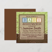Invitations de douche pour bébé vert neutre (Devant / Derrière)
