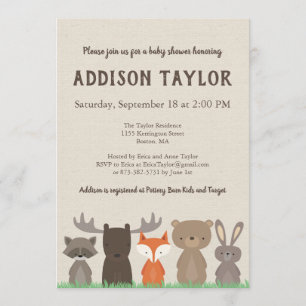 Invitations de douche pour bébé Woodland