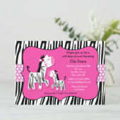Invitations de douche pour bébé Zebra (Debout devant)