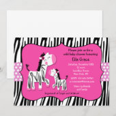 Invitations de douche pour bébé Zebra (Devant / Derrière)