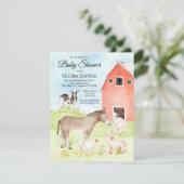 Invitations de douche pour bébés animaux de ferme (Debout devant)