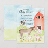 Invitations de douche pour bébés animaux de ferme (Devant / Derrière)