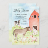 Invitations de douche pour bébés animaux de ferme (Devant / Derrière)