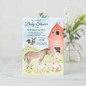 Invitations de douche pour bébés animaux de ferme (Debout devant)
