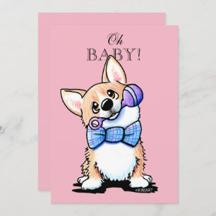 Invitations de douche pour bébés KiniArt Corgi