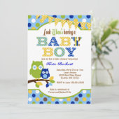 Invitations de douche pour bébés Owl Baby Boy (Debout devant)
