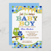 Invitations de douche pour bébés Owl Baby Boy (Devant / Derrière)