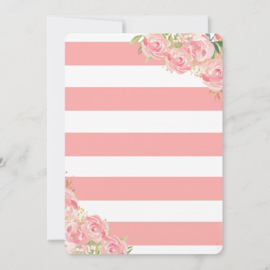 Invitations de douche pour bébés rose et or pour l (Dos)