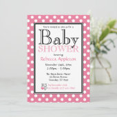 Invitations de douche pour bébés rose Poka Dot (Debout devant)