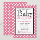 Invitations de douche pour bébés rose Poka Dot (Devant / Derrière)