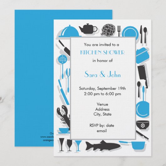 Invitations de douche pour couples - Cuisine (Devant / Derrière)