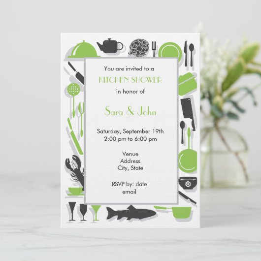 Invitations de douche pour couples - Cuisine (Debout devant)