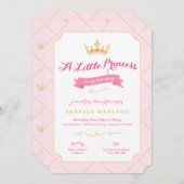 Invitations de douche Princess | Fille rose (Devant / Derrière)