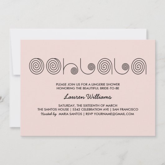 Invitations De Douche Rose Lingerie Ooh La La (Devant)