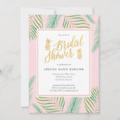 Invitations de douche tropicale nuptiale en rose e (Devant)