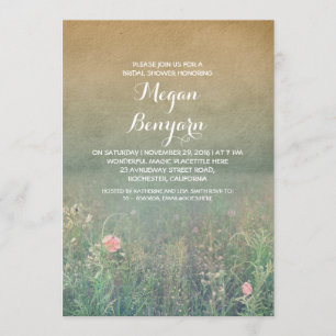 invitations de douche vintage fleur sauvage